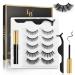 Magnetic Eyelashes Larbois 5 Paires Mangetic Lashes Natural Look with Magnetic Eyeliner Self Adhesive&Reusable Fake Eyelashes With Applicator and Tweezers Kit Waterproof Long-Lasting No Glue Needed A-Black-5paire
