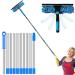 1Set Window Cleaning Kit Window Squeegee Cleaner Tool with 10-Section Extension Pole Window Squeegee 2-in-1 Rotatable Window Squeegee Telescopic Pole for Home Car Glass