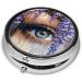Buy Blue Flowers & Eyes Portable Metal Pill Box | Round Mini 3-Compartment | Ideal for Small Pills | Travel Essential | International Shipping - Buy Online on GoSupps.com