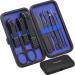 Glamne Manicure Set Nail Clippers Set Professional Stainless Steel Nail Care Tools with Leather Travel Case 10 in 1 Blue