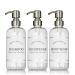 Clear Refillable Shampoo and Conditioner Bottles - Body Wash, Shampoo and Conditioner Dispenser - PET Plastic Shampoo Bottles Refillable with Pump - Waterproof Labels - 16 oz, 3 Pack (Stainless Steel) Stainless Steel Pumps
