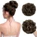 Tess hair part with rubber band 55g lured hair tie with hair ash brown large bun hair part Haardutt synthetic hair extension for women girls 55 g ash brown