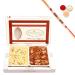 Ghasitaram Gifts Rakhi Gifts for Brothers Rakhi Sweets - Dodha Barfi and Soan Papdi Hamper with Pearl Beads Rakhi
