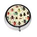 Cartoon Small Insectsround Pill Box 3 Compartment Round Pill Box Organizer # Portable Travel Pill Box for Traveling.