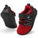 JOINFREE Baby Sneakers Toddler Shoes Soft Anti-Slip Sole Newborn First Walkers Infant Toddler Breathable Athletic Running Shoes 6-12 Months Red Black