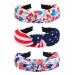 3pcs American Flag Headbands for Women Girls Independence Day 4th of July Red White Blue Patriotic USA Knotted Wide Headbands Yoga Hair Band Hairbands Blue White Red