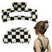 Checkered Hair Clip Claw Banana Clips for Thick Hair Black White Jaw Clips French Tortoise Shell Grip Pin Teeth y2k Accessories for Women Girls (2Pack) A. Checker series