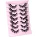 Lashes Fluffy False Eyelashes Natural Look Wispy Cat Eye Flat Lashes 3D Fluffy Eyelashes Natural Fake Lashes 18mm Strip Lashes Pack 7 Pairs Fluffy Clear Band - Buy Online on GoSupps.com