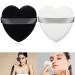 2Pcs Powder Puff Heart-Shaped Makeup Puff Soft & Reusable Velvet Makeup Sponge Puffs with Strap for Loose Powder Body Cosmetic Foundation Sponge Soft Powder Sponges Wet Dry Makeup Tool(black+white)
