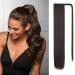 Silk-co Clip in Ponytail Wrap Around Hairpiece Straight Pony Tail Hair Clip on Extension 28 Long hair smooth Heat-Resisting Fiber Hairpiece for Women Dark Brown 28 Inch Dark Brown