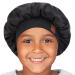 Hat Hut Kids Satin Bonnet Sleep Cap for Curly Hair Adjustable Silk Hair Cap for Baby Sleeping Hair Bonnet for Toddler Child Black