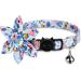 Pet Cat Safety Collar Breakaway Cat Collar with Bells Adjustable Cat Collars with Sunflower Cute and Soft Cat Collars Cat Collar Accessories for Cat and Small Animals Pets Blueflower