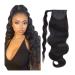 Hair Chignon 12-26 Inches Long Wavy Ponytail Extensions Brazilian Human Hair Wraparound Ponytail Wig Hair Bun for Black Women Messy Bun Hair Piece (Color : Black Wavy Size : 18inch 80g)