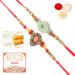 Ghasitaram Gifts Rakhi for Brother Rakhis Online - Set of 2 8469 8487 Premium Rakhis with 200 GMS of Besan Barfi and 200 GMS of Kaju Katli