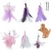 Jetczo Cat Wand Toy, Cat Feather Toys Replacements, Cat Teaser Refills Toys Attachments Natural Feather Worms Refills with Bells for Indoor Cat Interactive Toys Exercise Playing set 6