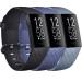 Pack 3 Silicone Bands for Fitbit Charge 4 / Fitbit Charge 3 / Charge 3 SE Replacement Wristbands for Women Men Small Large(Without Tracker) (Small: for 5.5"-7.1" Wrists, Black+Navy Blue+Slate Grey) Small: for 5.5"-7.1"wris