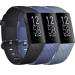 Pack 3 Silicone Bands for Fitbit Charge 4 / Fitbit Charge 3 / Charge 3 SE Replacement Wristbands for Women Men Small Large(Without Tracker) (Large: for 7.1"-8.7" Wrists, Black+Navy Blue+Slate Grey) Large: for 7.1"-8.7"wris