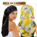 2Pcs Extra Large Long Satin Bonnet Sleep Cap Set for Women - Black+Yellow Pattern | Soft & Comfortable Elastic Band Night Sleep Hair Bonnets - Buy Online on GoSupps.com