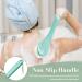 17 Inch Shower Body Brush with Long Handle - Exfoliating Back Scrubber for Men and Women - Non-Slip Handle and Adhesive Hook - Celadon Green - Buy Online on GoSupps.com