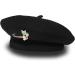 6-Piece Wool Beret Hat Set with Silky Scarf Brooch - Black and Red - Buy Online on GoSupps.com