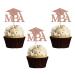 MonMon & Craft Congrats MBA Cupcake Toppers/MBA Graduation Cupcake Decor/Congrats Grad Cupcake Toppers/MAB Graduation Party Cupcake Decorations/Rose Gold Glitter 24 Pcs