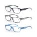 3 Pack reading glasses 2.0 men/women good glasses high quality rectangular comfortable great reading aid for men and women black and blue-gray +2.00 mixed color