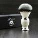 Men's shaving brush badger hair silver tip with metal base ivory