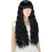 YEESHEDO Long Black Curly Wavy Synthetic Hair Wig with Fringe for Women - Perfect for Cosplay, Parties, and Everyday Wear - Buy Online on GoSupps.com