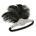 SWEETV 1920s Flapper Headband - Rhinestone Feather Great Gatsby Hair Accessories (Black) - Buy Online on GoSupps.com