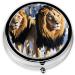 Lions in The Snow Mini Round Pill Box | 3 Compartment Travel Pill Organizer | Portable Medicine Case for Home & Office - Buy Online on GoSupps.com
