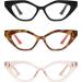AMOMOMA 3 Pack Trendy Cat Eye Reading Glasses for Women - Blue Light Blocker Stylish Designs in Black Tortoise and Crystal Brown 1.5x Magnification - Buy Online on GoSupps.com