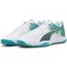 PUMA Unisex Attacourt Indoor Court Shoe - 46 EU | White Ocean Tropic Sparkling Green Lime Squeeze | International Shipping Available - Buy Online on GoSupps.com