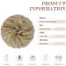 FESHFEN Synthetic Wavy Curly Hair Bun Scrunchie in Pale Golden Blonde & Bleach Blonde - Updo Hairpiece for Women, Girls, Kids - 38g - Buy Online on GoSupps.com