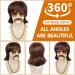 JoneTing 5 Pcs Disco Wig Set with Gold Necklace, Brown Beard, Glasses, and Wig Cap - Dark Brown Short Wavy Synthetic Afro Wig for Men - Perfect for 70's Costume Parties and Halloween - Buy Online on GoSupps.com
