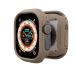 elkson Compatible with Apple Watch Ultra Bumper Case 49mm Screen Protector Tempered Glass Quattro Max Series Rugged for iWatch Military Grade Durable Protective Cover Flexible Shock Proof Tan Desert Tan 49mm