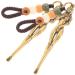 COHEALI Mini Keychain Micro Shovel Vintage Tiny Charms Brass Ear Ear Pick Ear Curette Cleaner Miniature Beaded Teaspoon 2Pcs