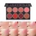 SUMEITANG 8 Colors Face Blush Palette  Matte Mineral Blush Powder Bright Shimmer Face Blush for Cheek and Eye Shadow Make-up  Contour and Highlight Palette  Women Facial Makeup Plate