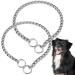 2 Pcs Dog Chain Metal Dog Training Collar Adjustable Durable Silver Dog Chains for Pet Small Medium Puppy M