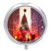 Round Pill Box Xmas Party Print 3 Compartment Medicine Pill Case Print Pill Organizer Decorative Metal Portable Pill Box Pocket Pill Box Style-44