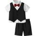 mintgreen Baby Boys 3 Pieces Outfit Gentleman Suit Set Shirt & Bowtie & Waistcoat & Shorts Size:1-6 Years 4-5 Years Black