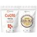 Micro Ingredients Vitamin D3 10 000iu + K2 200mcg & CoQ10 100mg Bundle 2 Pack | Essential Sunshine Vitamins | High Absorption Ubiquinone