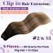 LAAVOO Ombre Brown Clip-In Hair Extensions | Remy Real Hair Balayage - 5 Pieces 70g | Double Brick #2/6/18 - 30cm - Buy Online on GoSupps.com
