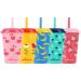 GoGo Reduce 12 oz Plastic Cup Set - 5 Pack, With Straws, Lids, BPA Free, Dishwasher Safe - 5 Fun Designs, Strawberry Banana - 5 Count - Buy Online on GoSupps.com