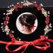 Drokit Red Crystal Flower Tiara Headpiece for Wedding - Elegant Bridal Forehead Accessory - Buy Online on GoSupps.com