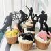 BOMJJOR 12pcs Birthday Cake Toppers Music Notes Michael MJ Cupcake Toppers for Music Themed Party Decorations Glitter Musical Symbols Cupcake Picks Black - Buy Online on GoSupps.com