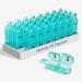Monthly Pill Box Organiser 2 Times A Day Am Pm Medicine Box with 32 Compartments to Hold Vitamin Pills Tablet Box with Easy Open Design for Children Elder and Arthritic Hands - Cyan
