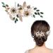 JYTDBCS Bride Daisy Flower Wedding Hair Comb Slides Rhinestone Gold Crystal Hair Pieces Bridal Hair Accessories for Women and Girls