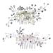 XJ-HOME crystal bridal wedding hair comb pearl bridal hair accessories women and girls hair accessories white rhinestone tiara party hair coiffure accessories (1*silver 1*gold)