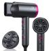 Hair Dryer with Diffuser Portable Blow Dryer for Curly Hair for Women/Men 1800 Watt Ionic HairDryer Blow Dryer with Nozzle for Fast Drying as Salon Lightweight Grayish-black
