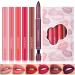 6 Colors Matte Lipstick Lip Liner Pencil Set Double End Matte Lipgloss Lipliner Set Waterproof Lip Gloss Non-Stick Cup Long Lasting Cosmetics Lip Stick Professional Lip Makeup Kit Purple Red B